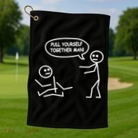 Funny Stick Figure Joke Pull Yourself Together Man Golf Towel thumb 1