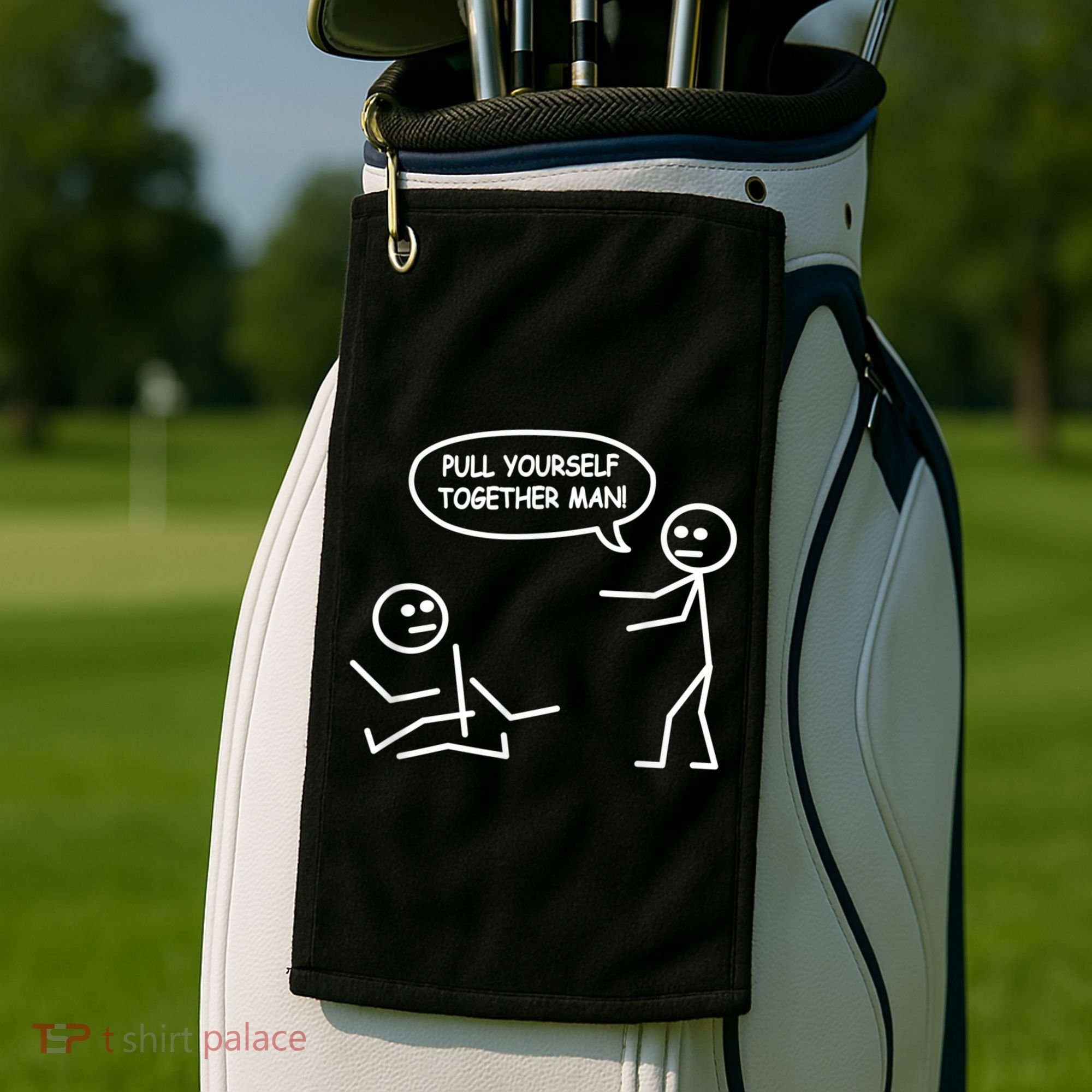 Funny Stick Figure Joke Pull Yourself Together Man Golf Towel