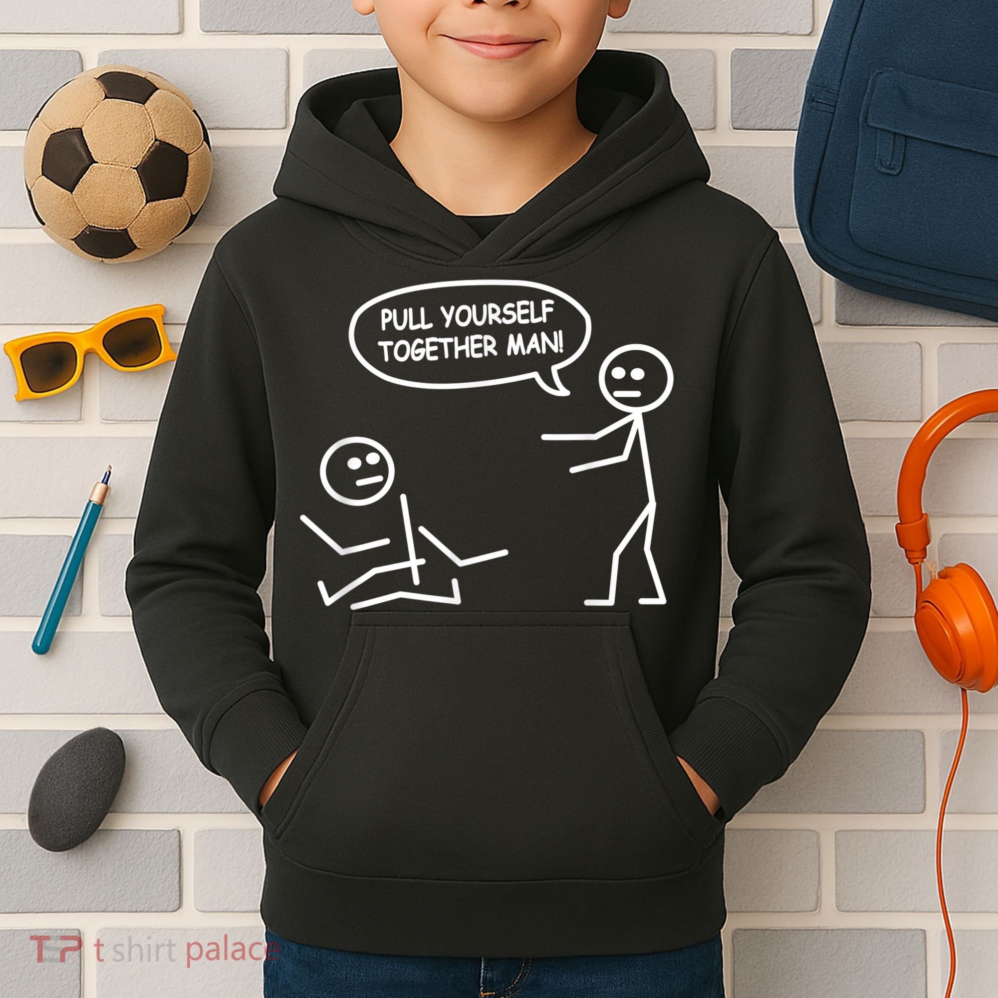 Funny Stick Figure Joke Pull Yourself Together Man Kids Hoodie