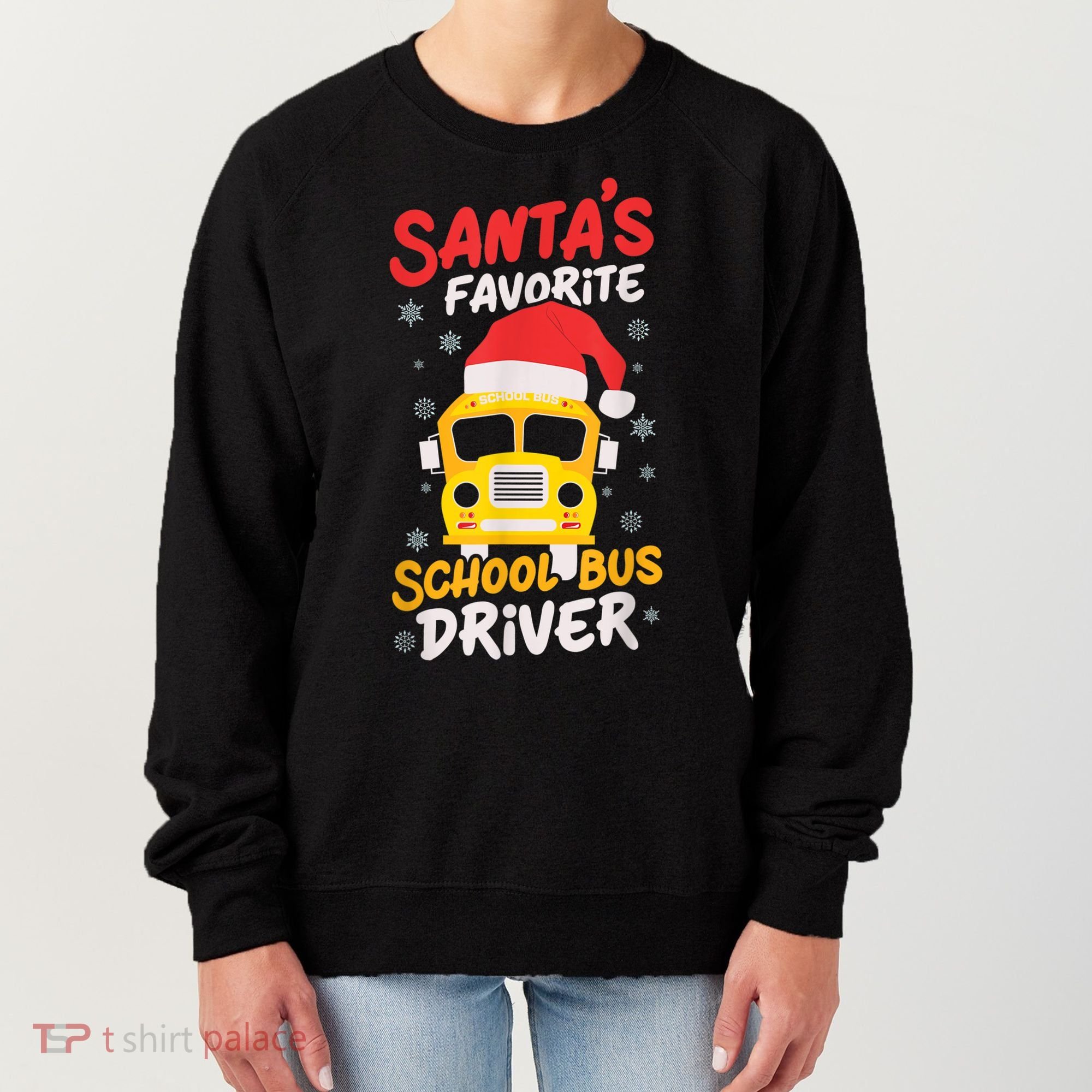 Funny Santas Favorite School Bus Driver Christmas Women's Sweatshirt