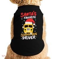 Funny Santas Favorite School Bus Driver Christmas Doggie Tank thumb 0