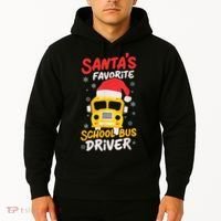 Funny Santas Favorite School Bus Driver Christmas Hoodie thumb 2
