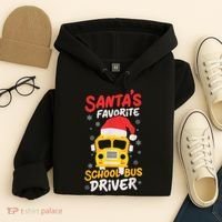 Funny Santas Favorite School Bus Driver Christmas Hoodie thumb 4