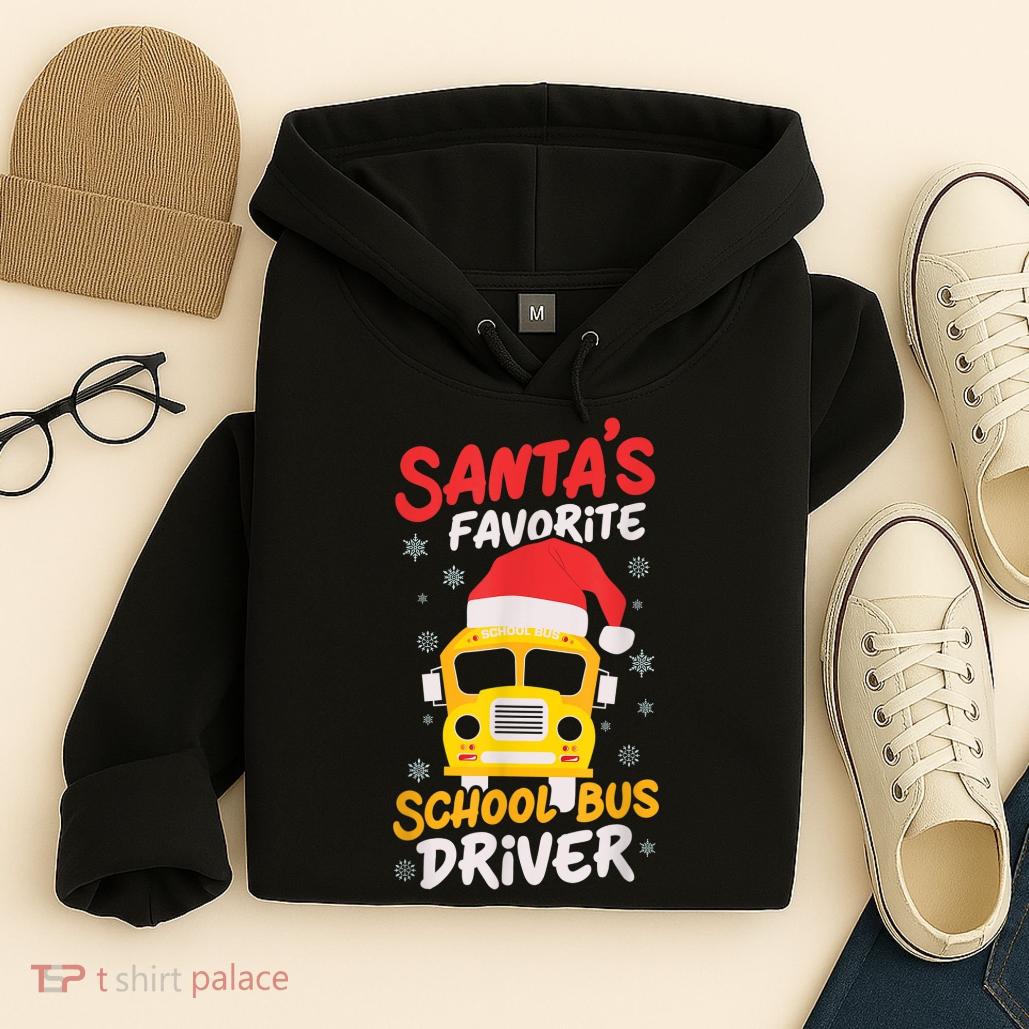 Funny Santas Favorite School Bus Driver Christmas Hoodie