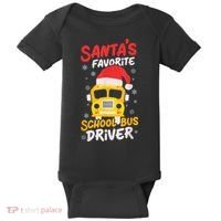 Funny Santas Favorite School Bus Driver Christmas Baby Bodysuit thumb 0