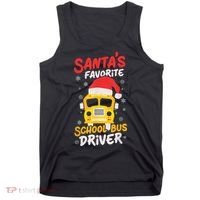 Funny Santas Favorite School Bus Driver Christmas Tank Top thumb 0