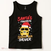 Funny Santas Favorite School Bus Driver Christmas Tank Top thumb 2