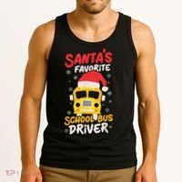 Funny Santas Favorite School Bus Driver Christmas Tank Top thumb 3