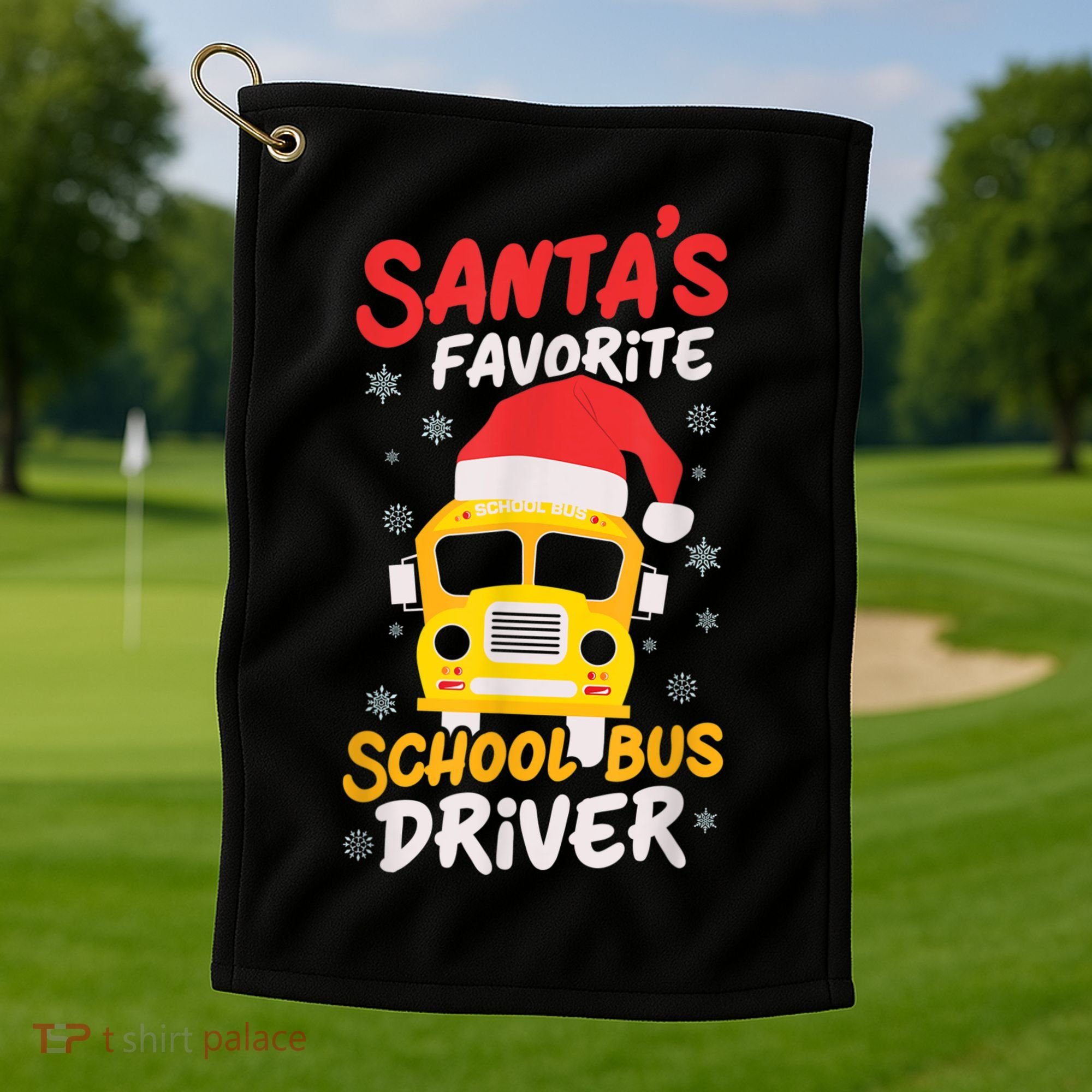 Funny Santas Favorite School Bus Driver Christmas Golf Towel