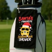 Funny Santas Favorite School Bus Driver Christmas Golf Towel thumb 2