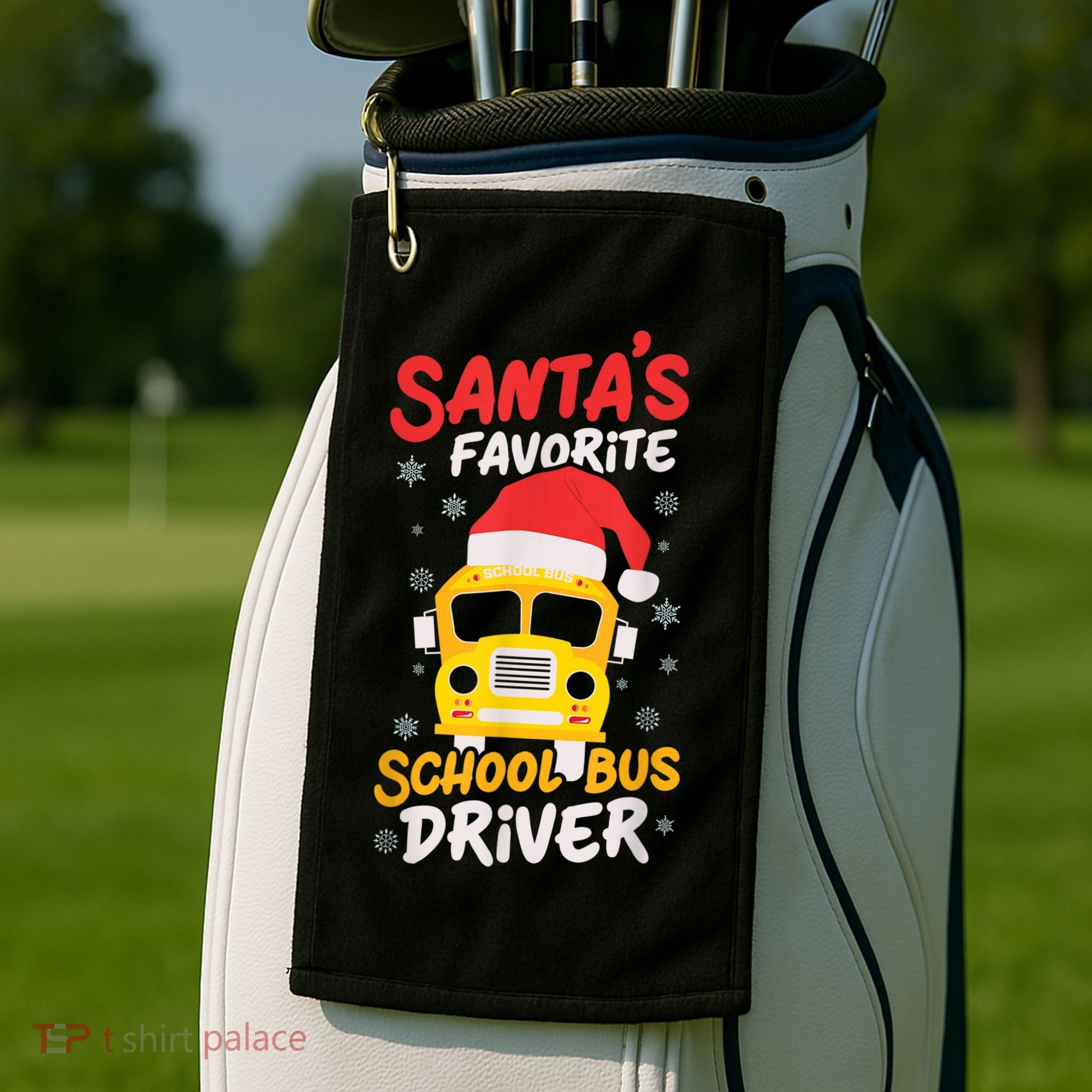 Funny Santas Favorite School Bus Driver Christmas Golf Towel
