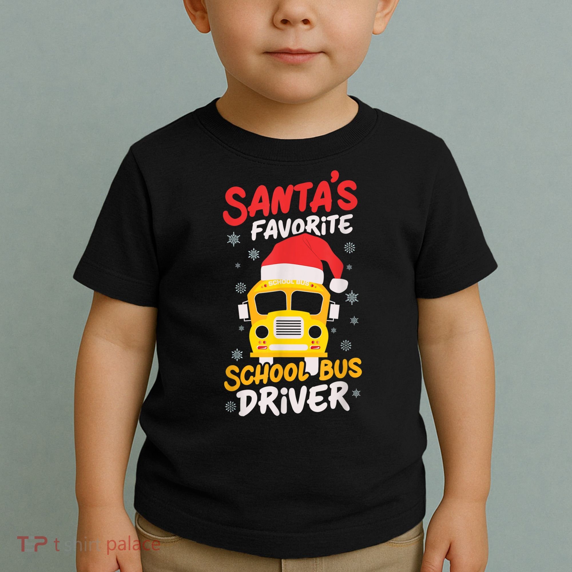 Funny Santas Favorite School Bus Driver Christmas Toddler T-Shirt