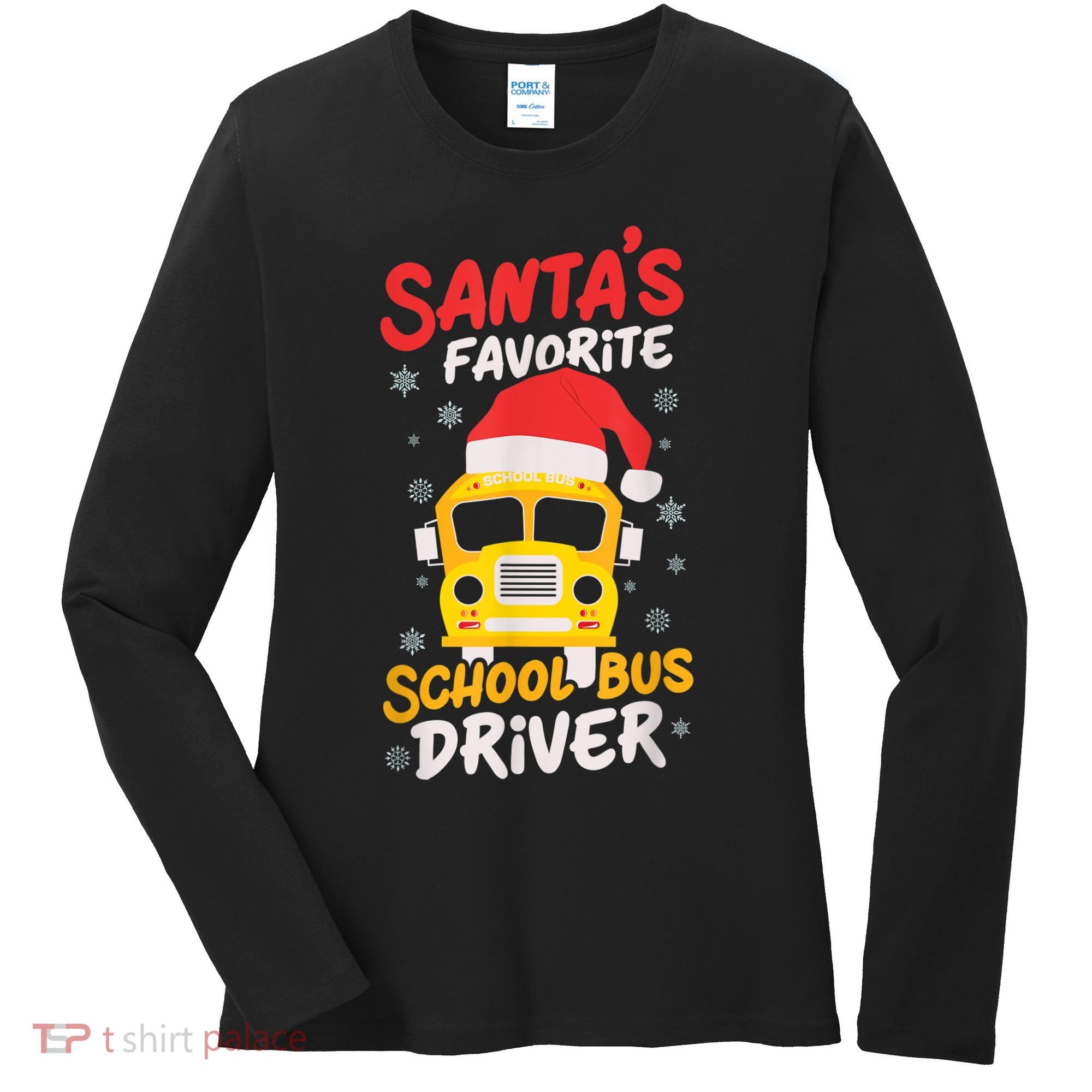 Funny Santas Favorite School Bus Driver Christmas Women's Long Sleeve Shirt