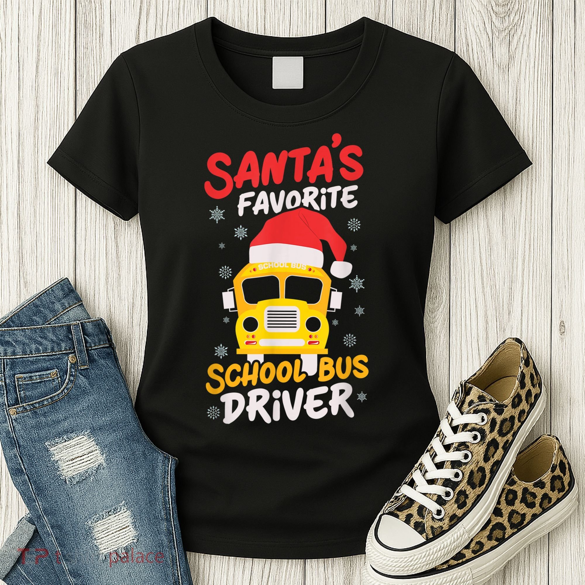 Funny Santas Favorite School Bus Driver Christmas Women's T-Shirt