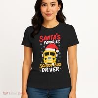 Funny Santas Favorite School Bus Driver Christmas Women's T-Shirt thumb 4