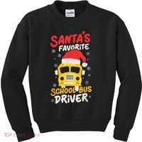 Funny Santas Favorite School Bus Driver Christmas Kids Sweatshirt thumb 0