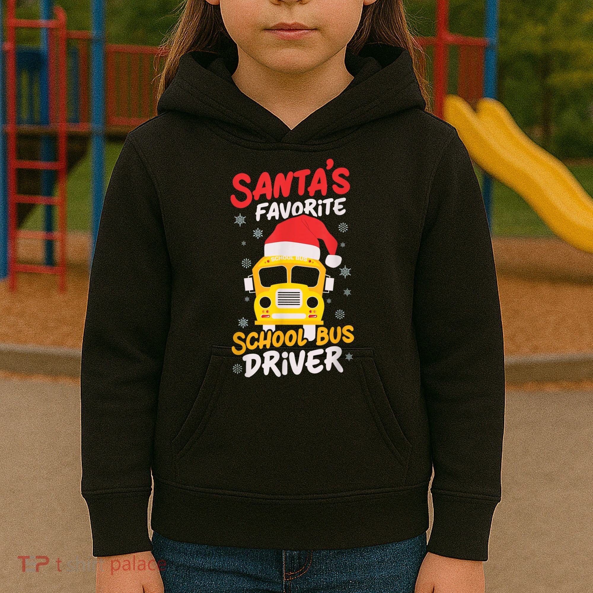 Funny Santas Favorite School Bus Driver Christmas Kids Hoodie