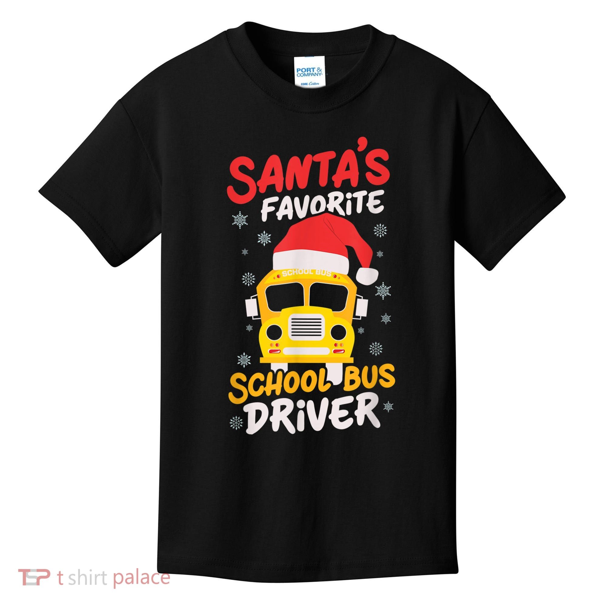 Funny Santas Favorite School Bus Driver Christmas Kids T-Shirt