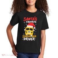 Funny Santas Favorite School Bus Driver Christmas Kids T-Shirt thumb 2