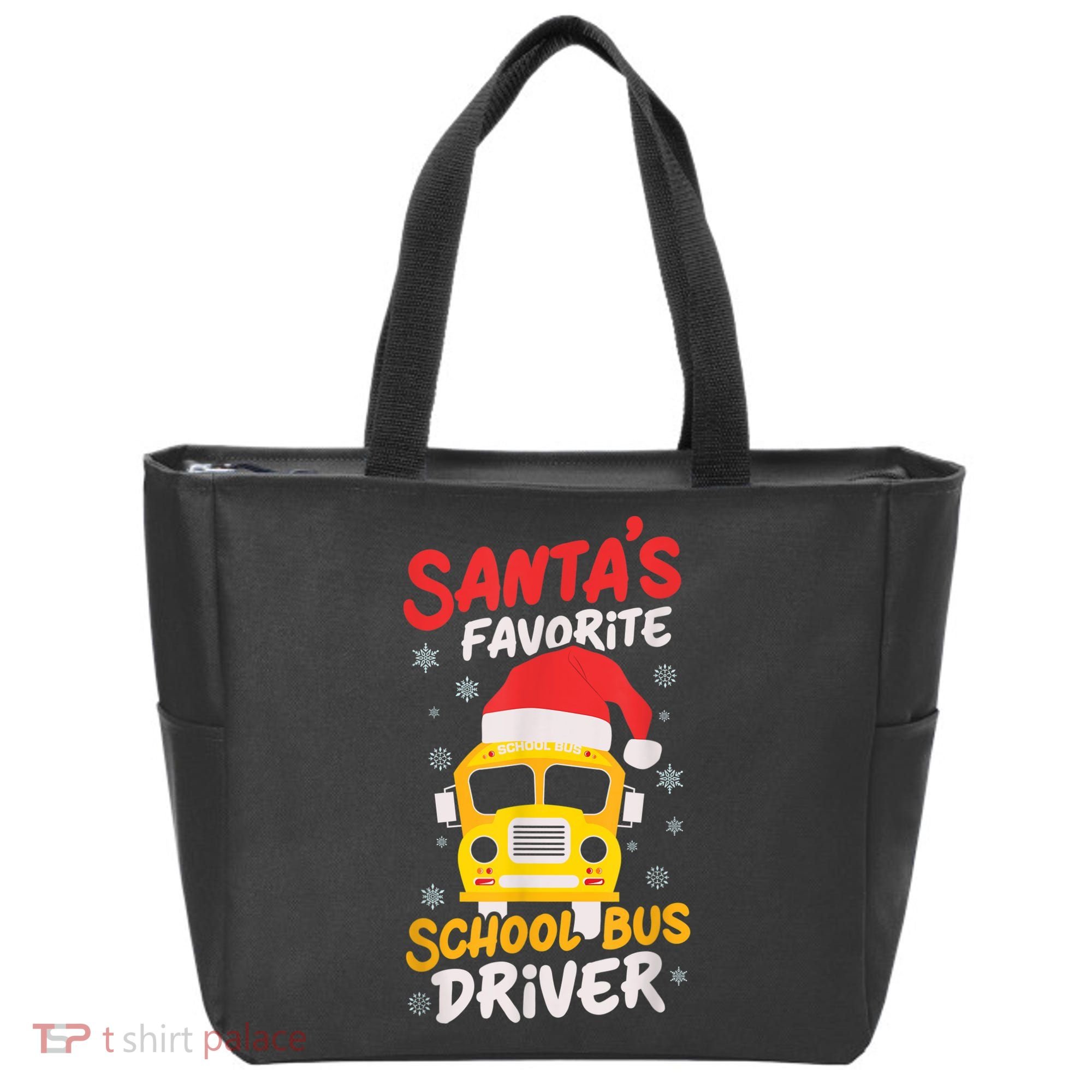 Funny Santas Favorite School Bus Driver Christmas Tote Bag