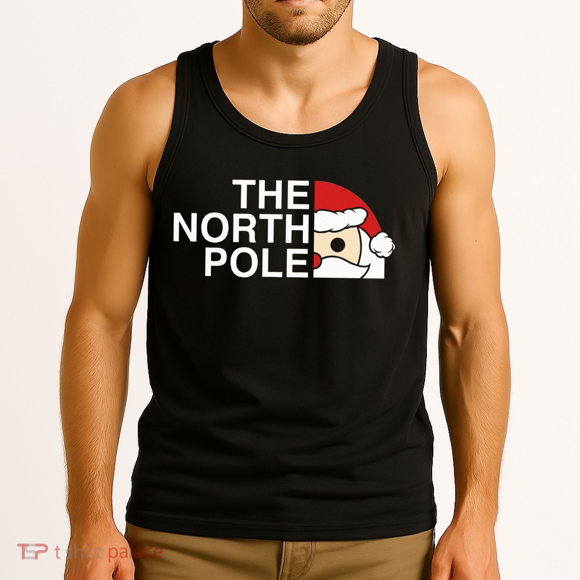Funny Santa Face Christmas Parody The North Pole Tank Top
