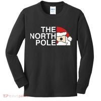 Funny Santa Face Christmas Parody The North Pole Kids Long Sleeve Shirt thumb 0