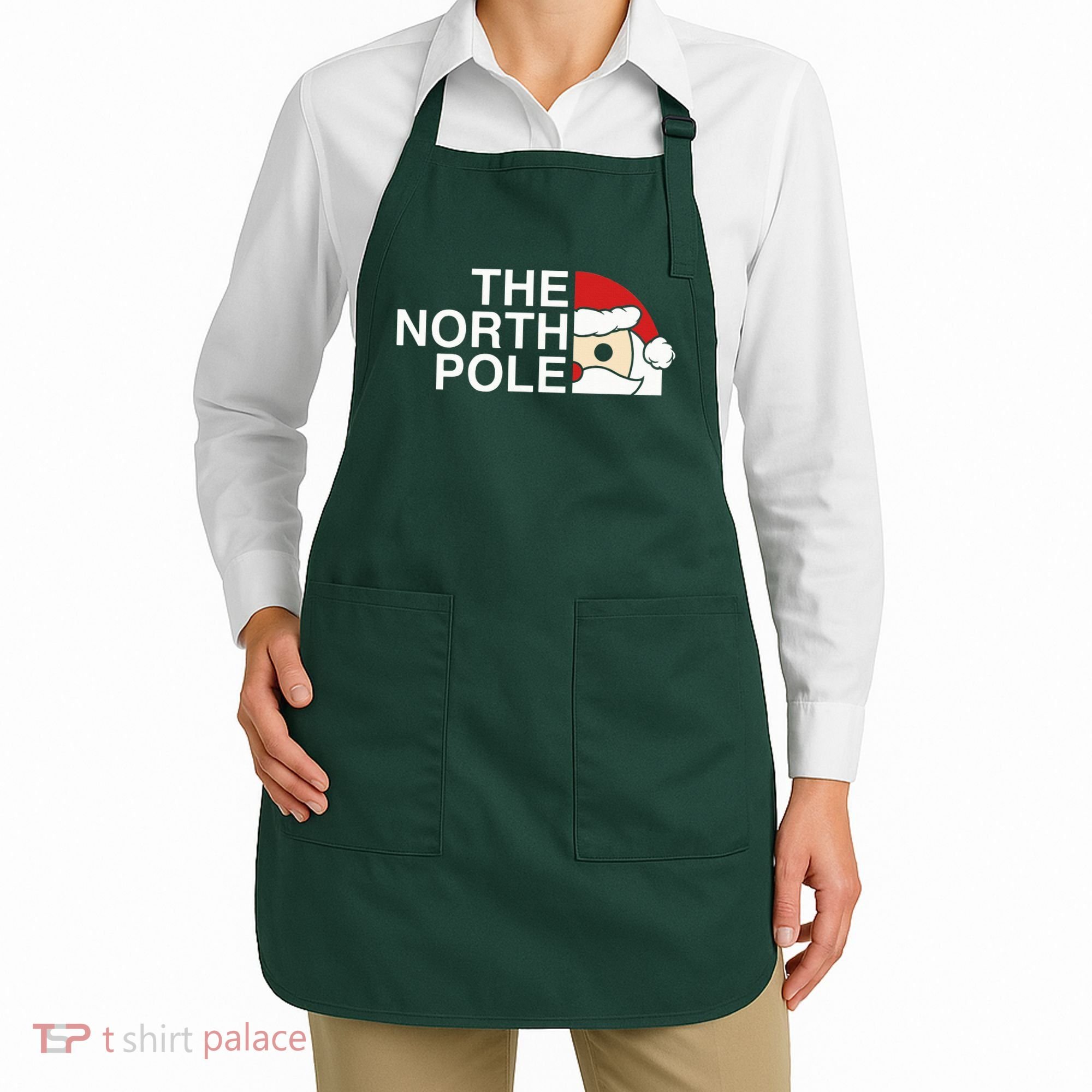 Funny Santa Face Christmas Parody The North Pole Apron