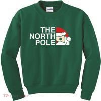 Funny Santa Face Christmas Parody The North Pole Kids Sweatshirt thumb 0