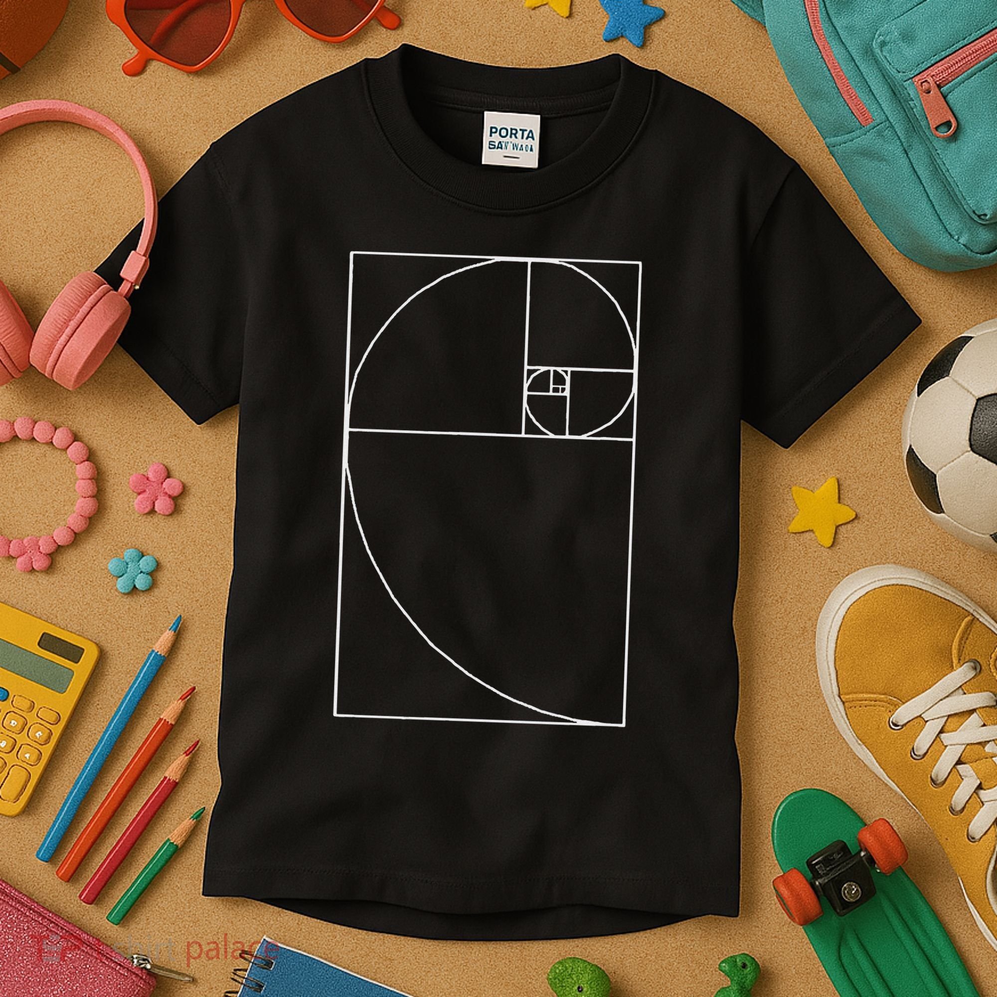 Fibonacci Spiral Fibonacci Golden Ratio Kids T-Shirt