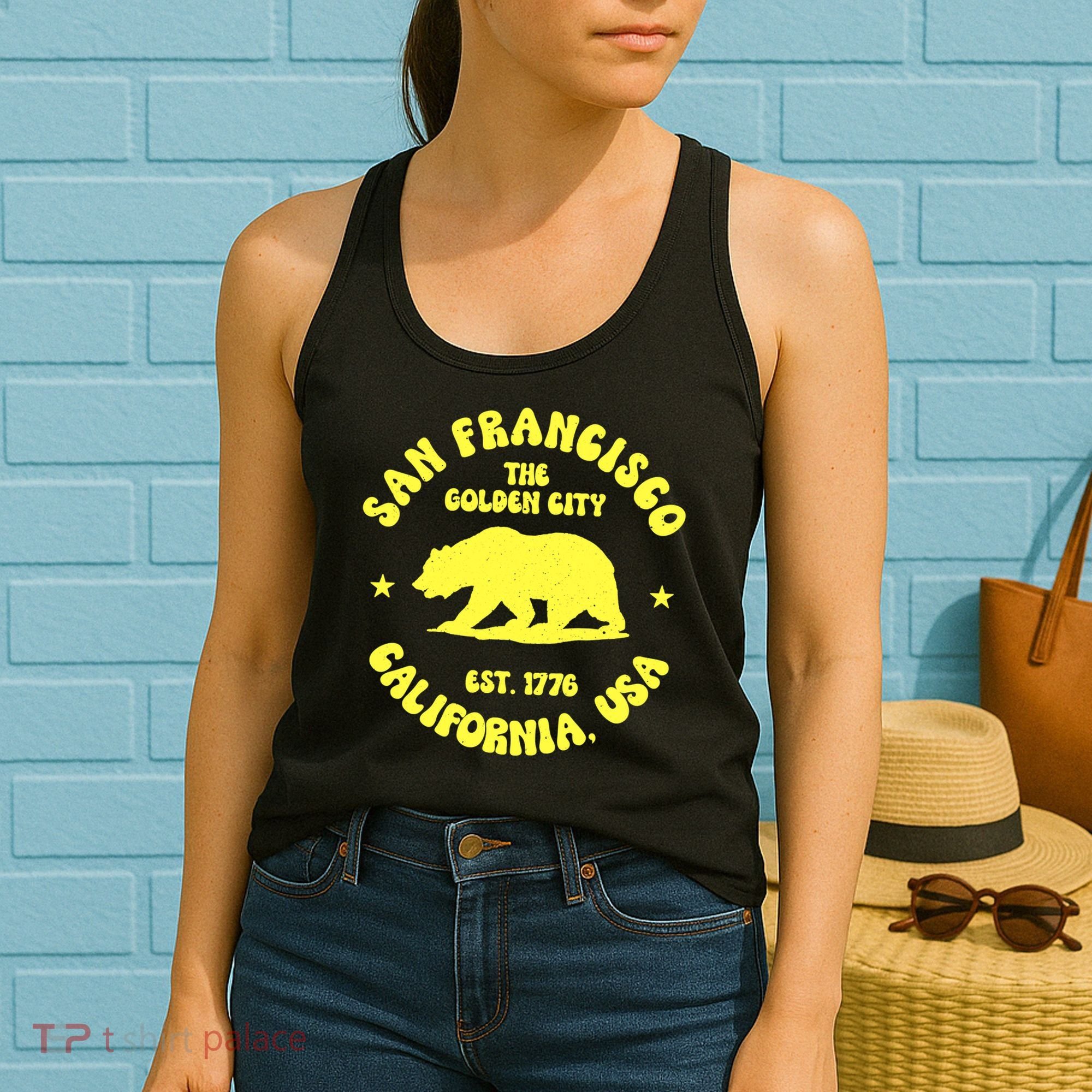 Funny San Francisco Retro California Bear Travel Women's Tank Top