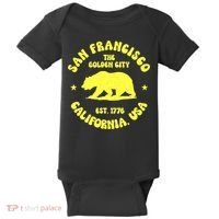 Funny San Francisco Retro California Bear Travel Baby Bodysuit thumb 0