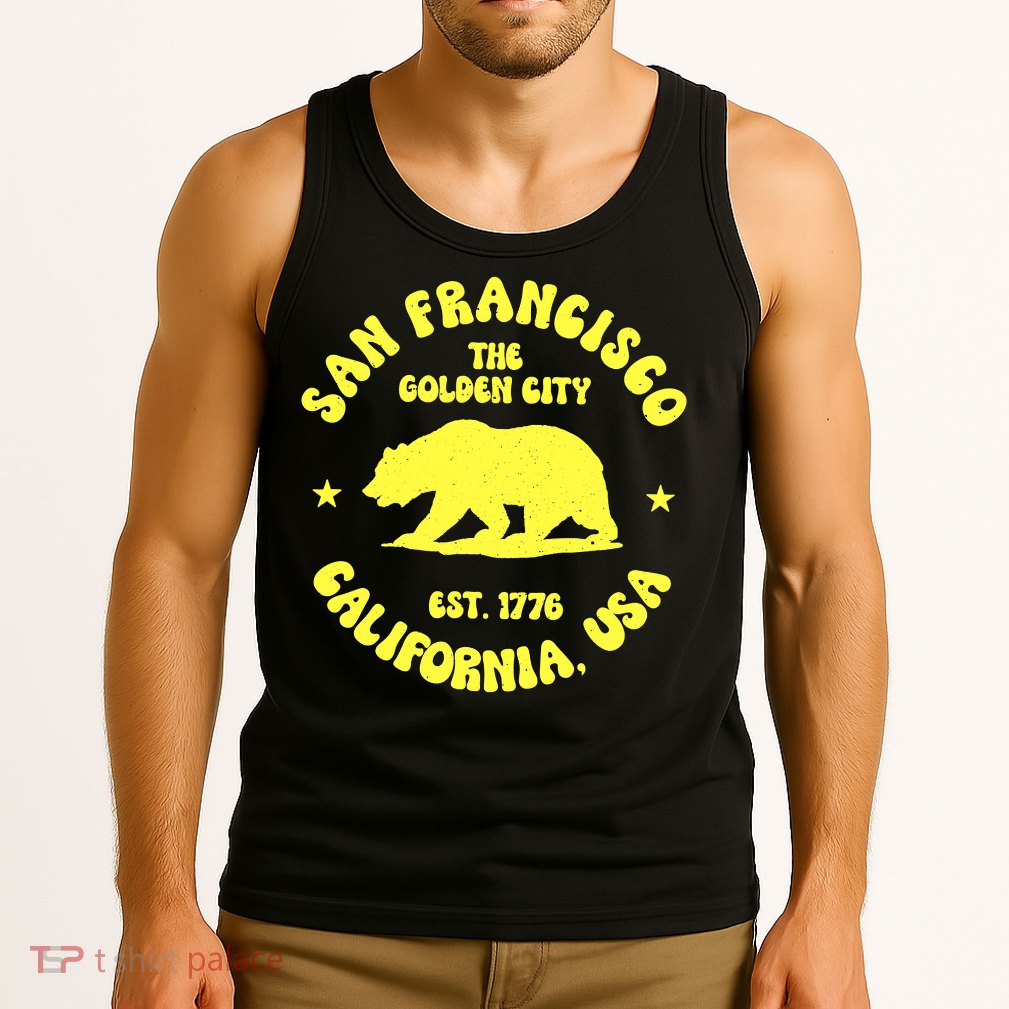 Funny San Francisco Retro California Bear Travel Tank Top