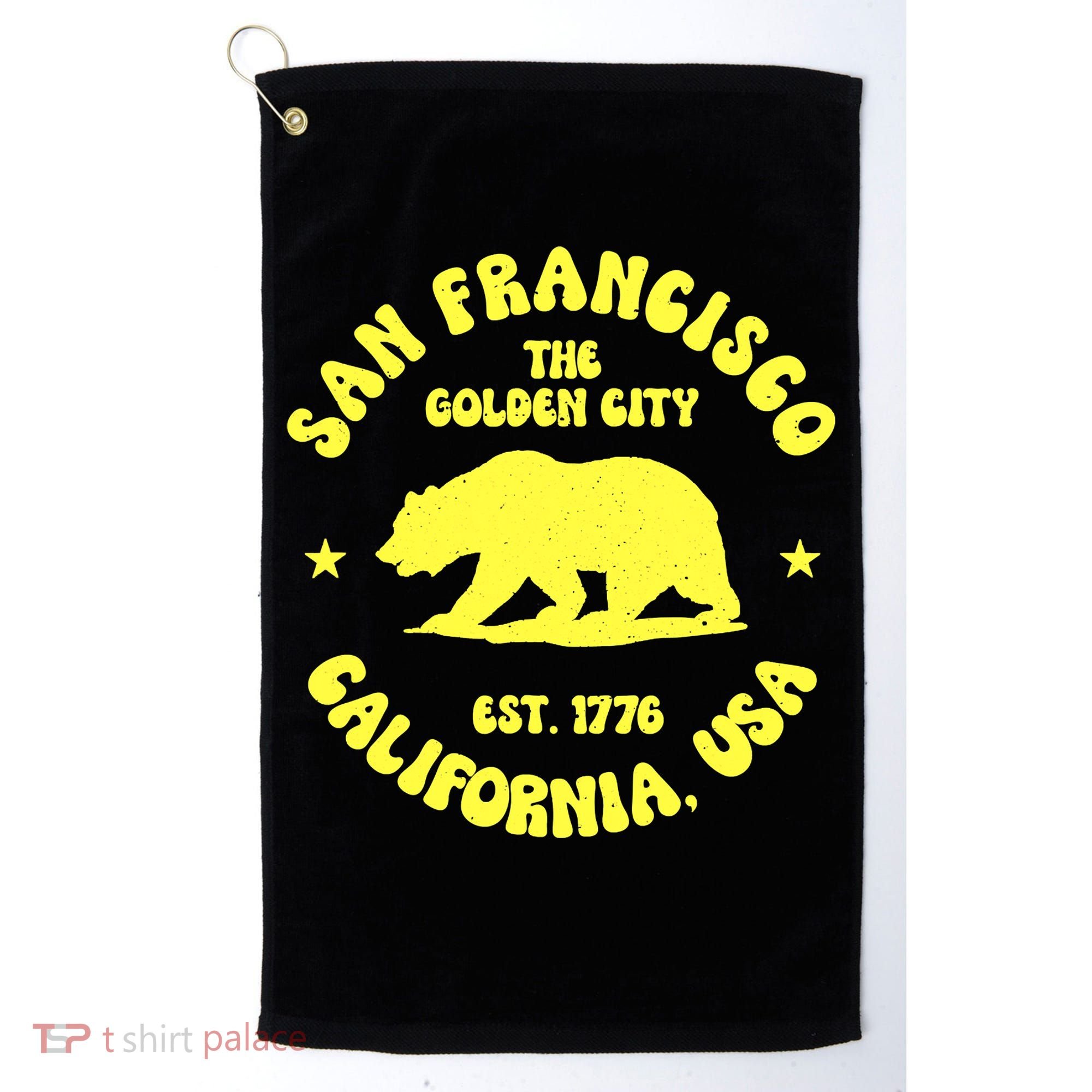 Funny San Francisco Retro California Bear Travel Golf Towel