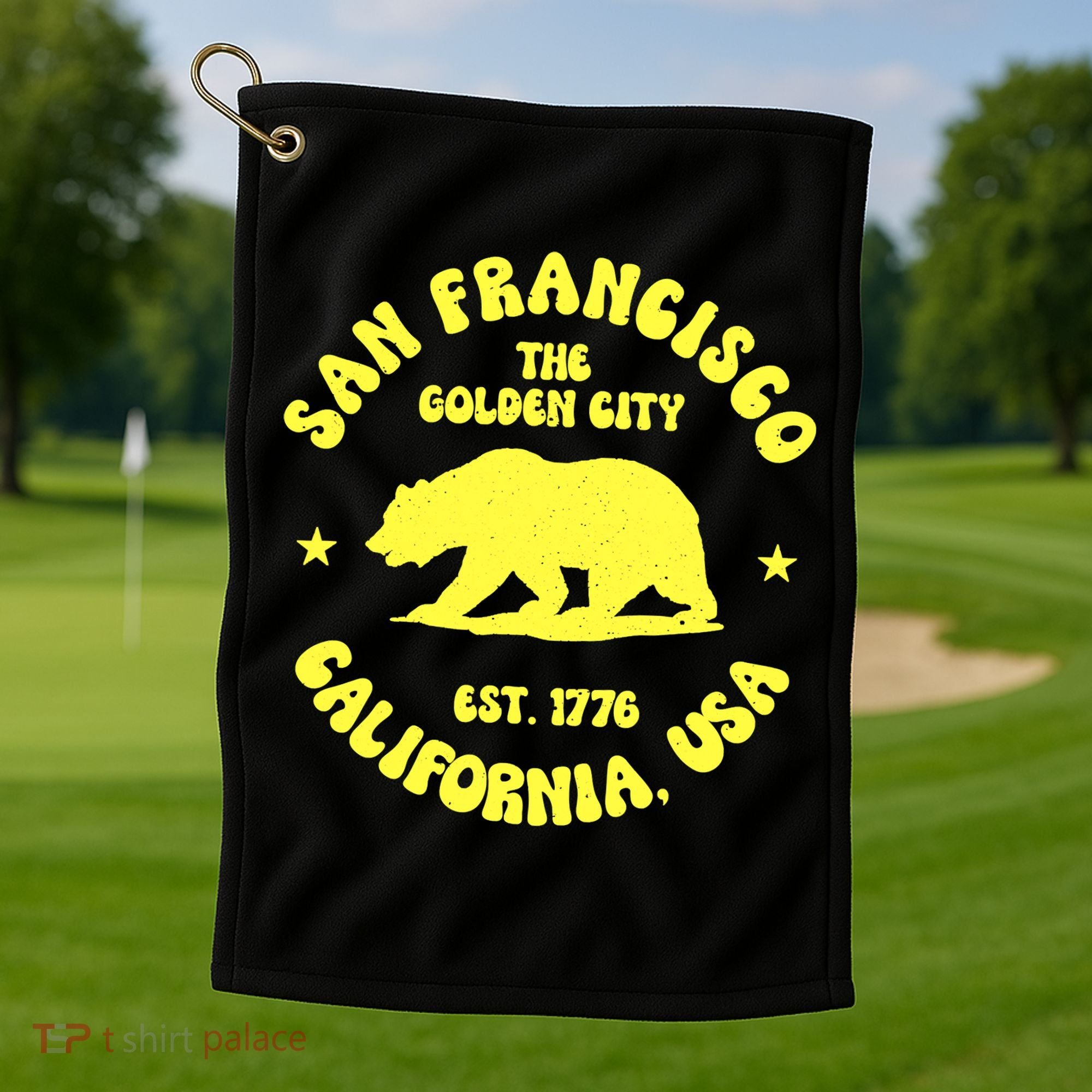 Funny San Francisco Retro California Bear Travel Golf Towel