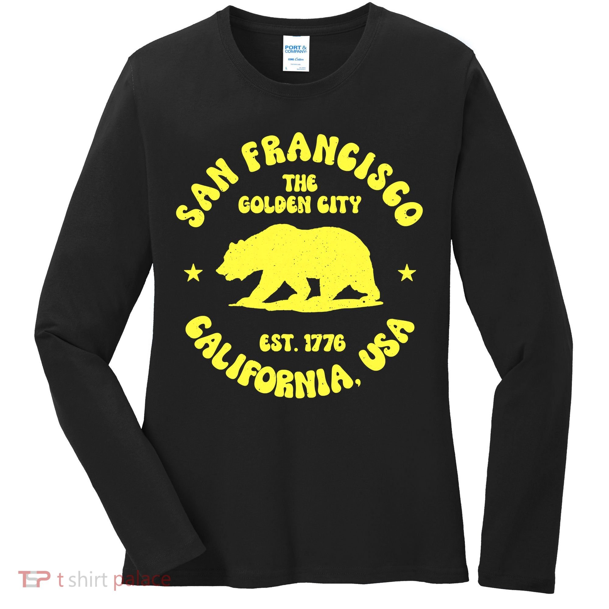 Funny San Francisco Retro California Bear Travel Women's Long Sleeve Shirt