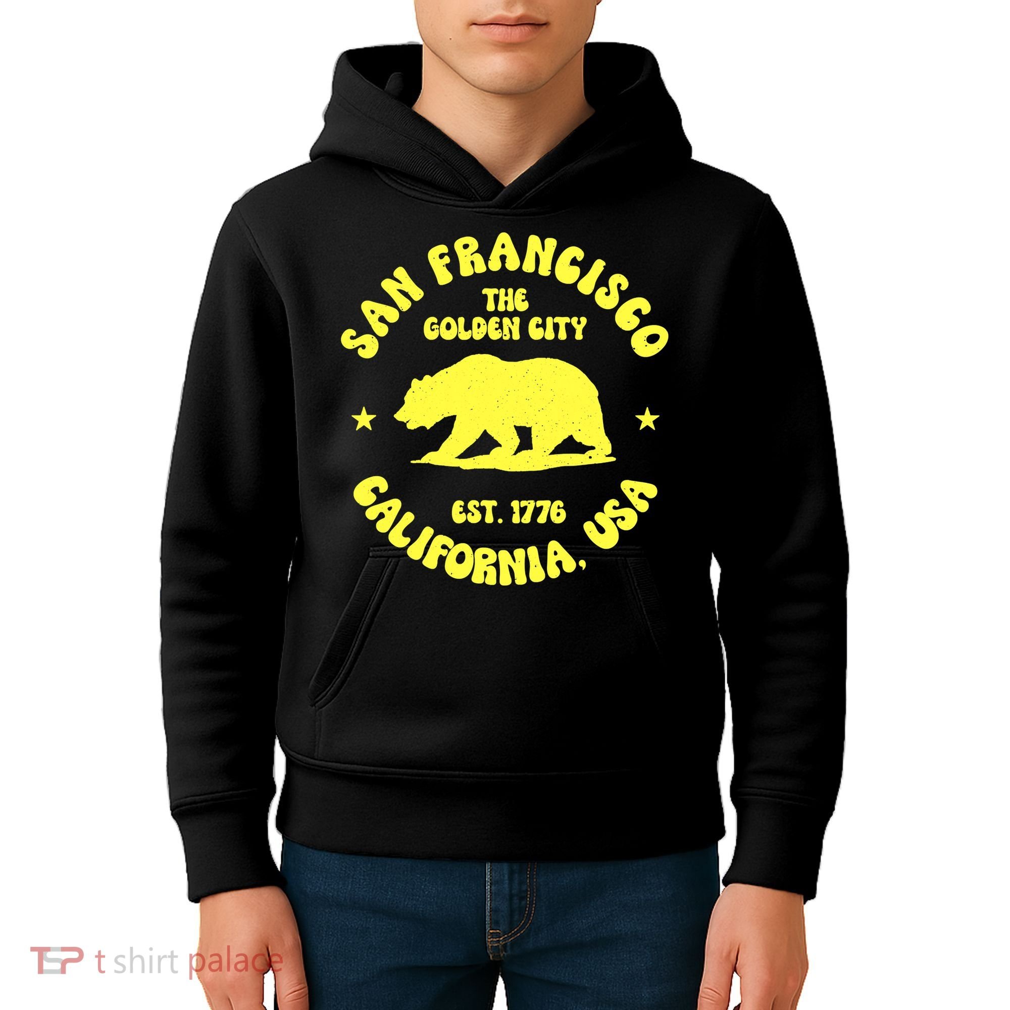 Funny San Francisco Retro California Bear Travel Kids Hoodie