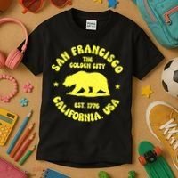 Funny San Francisco Retro California Bear Travel Kids T-Shirt thumb 3
