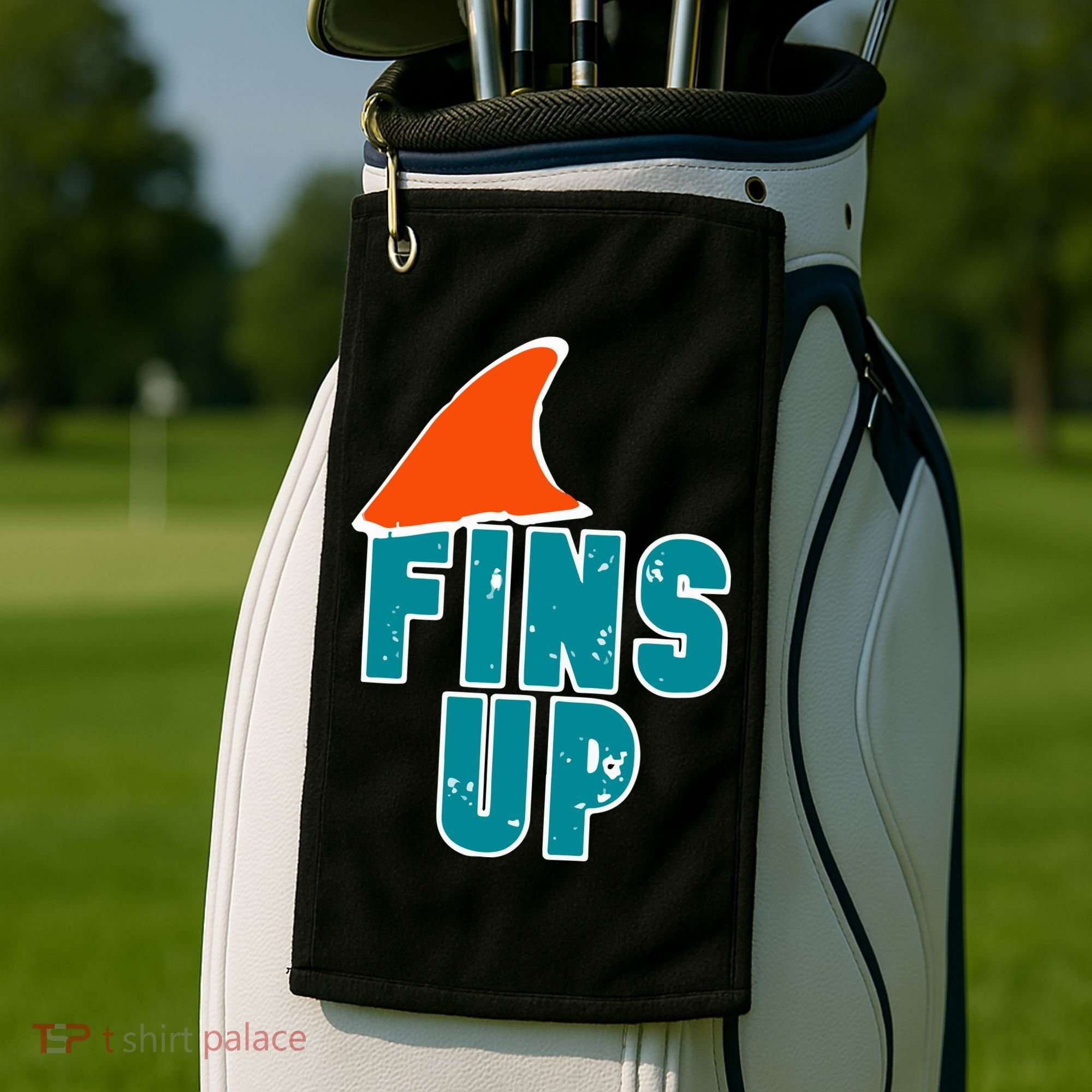 Funny Sport Fins Up Gift For Miami Fan Golf Towel
