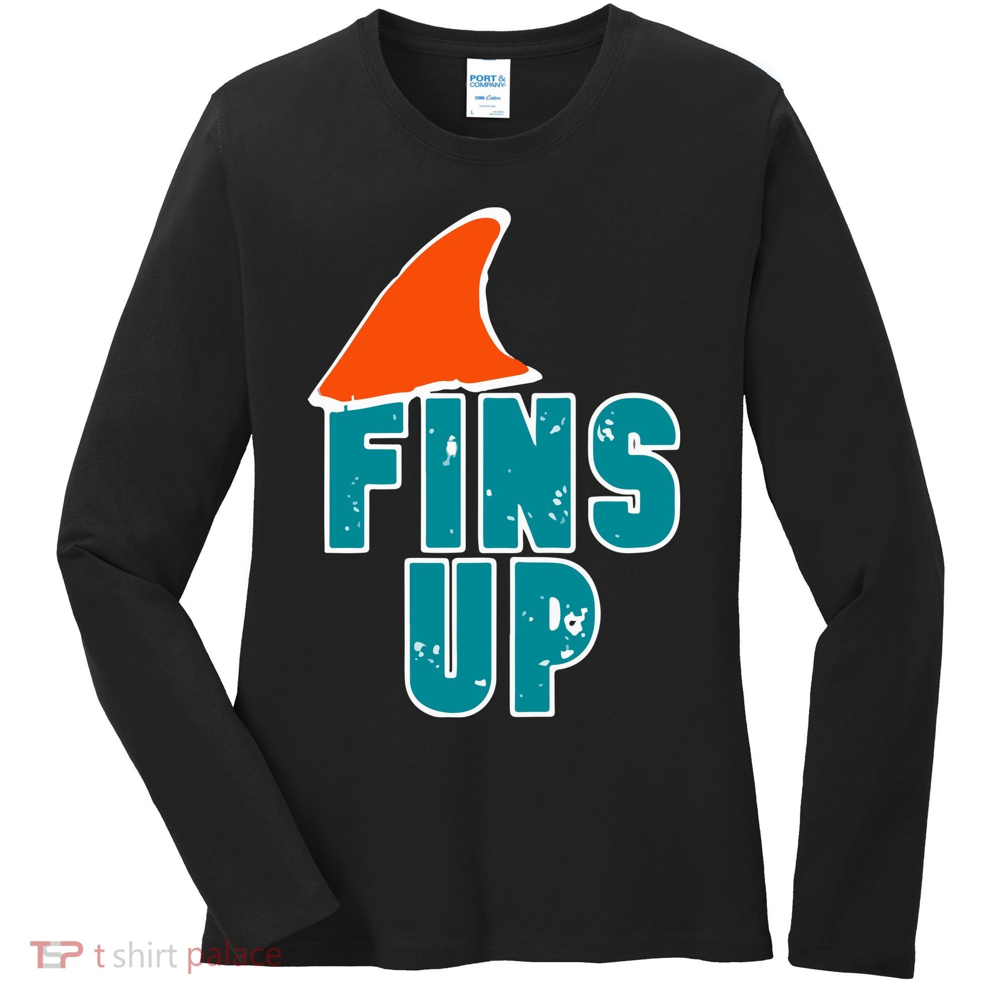 Funny Sport Fins Up Gift For Miami Fan Women's Long Sleeve Shirt