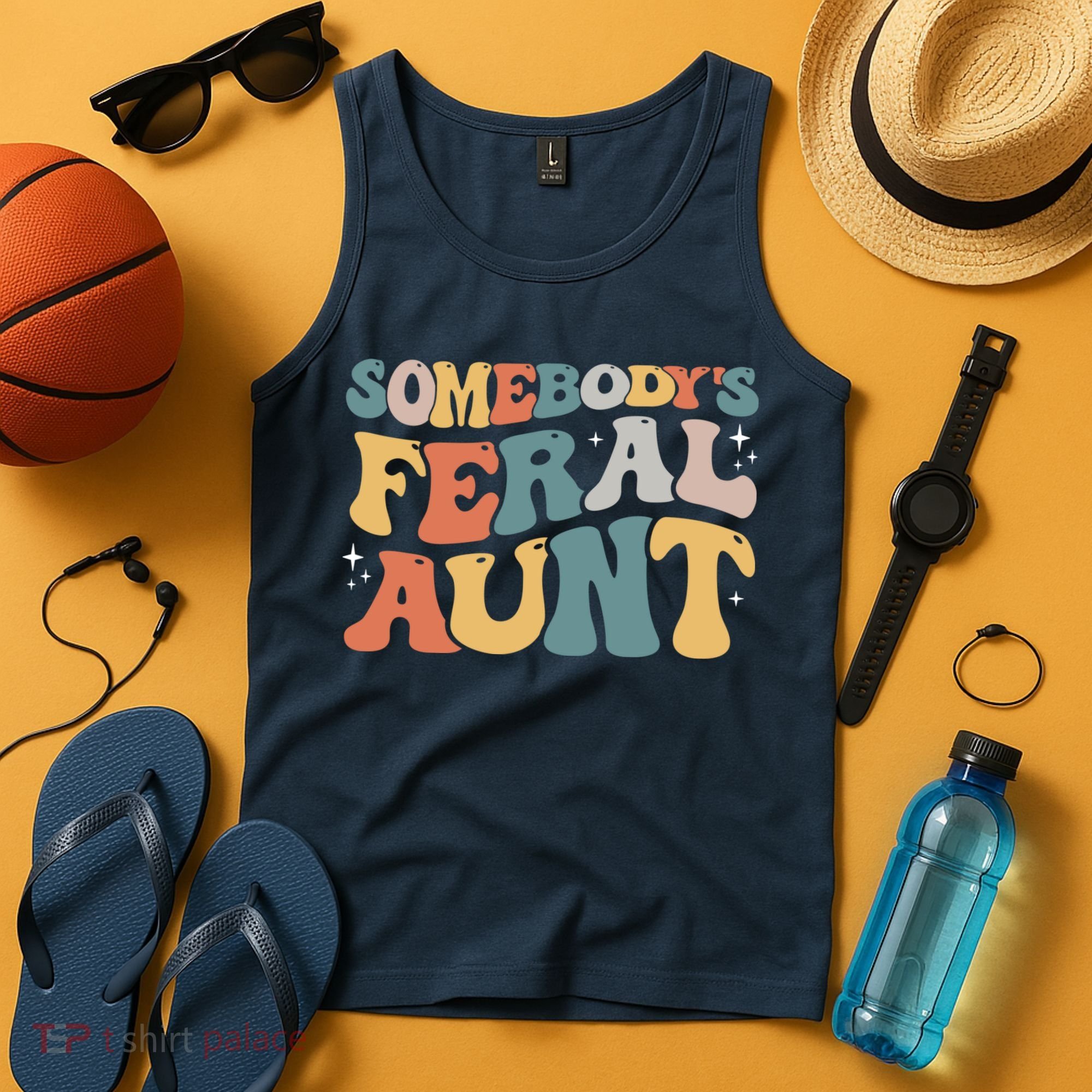 Funny Somebody's Feral Aunt Groovy For Mom Mother's Day Tank Top