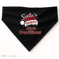 Funny Santa's Favorite Nurse Practitioner Christmas Pajama USA-Made Doggie Bandana thumb 0