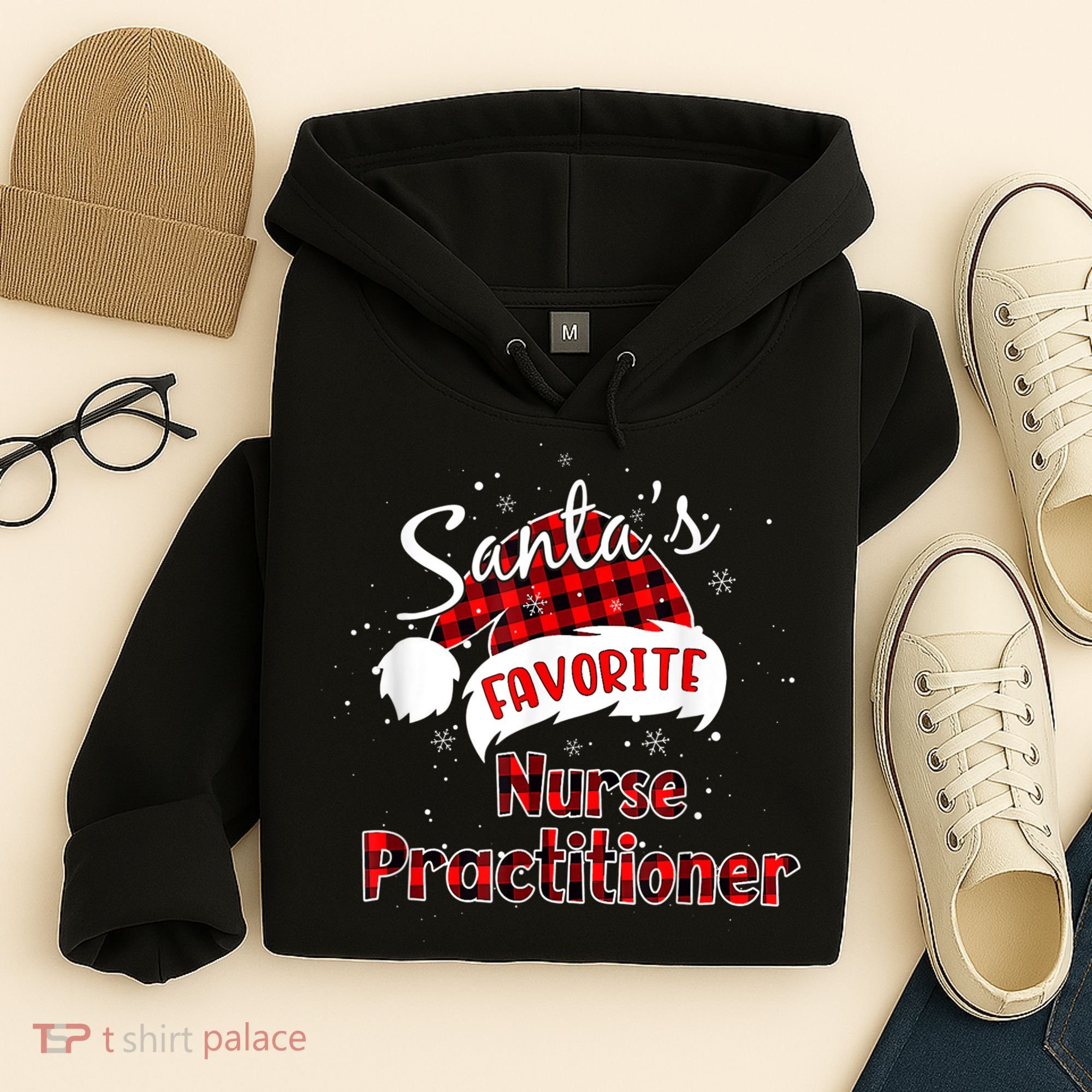 Funny Santa's Favorite Nurse Practitioner Christmas Pajama Hoodie