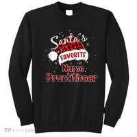 Funny Santa's Favorite Nurse Practitioner Christmas Pajama Sweatshirt thumb 0