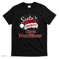 Funny Santa's Favorite Nurse Practitioner Christmas Pajama T-Shirt thumb 0