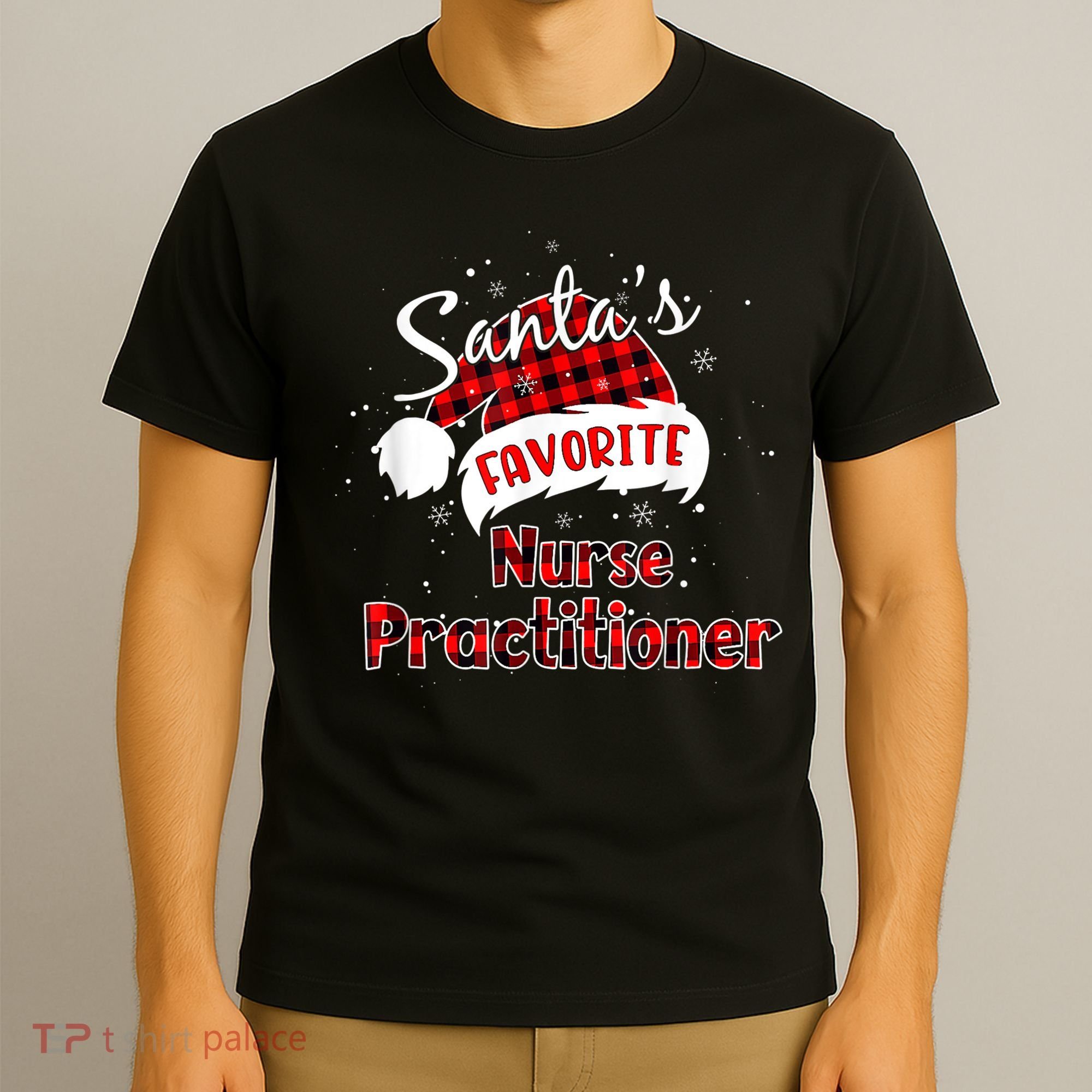 Funny Santa's Favorite Nurse Practitioner Christmas Pajama T-Shirt