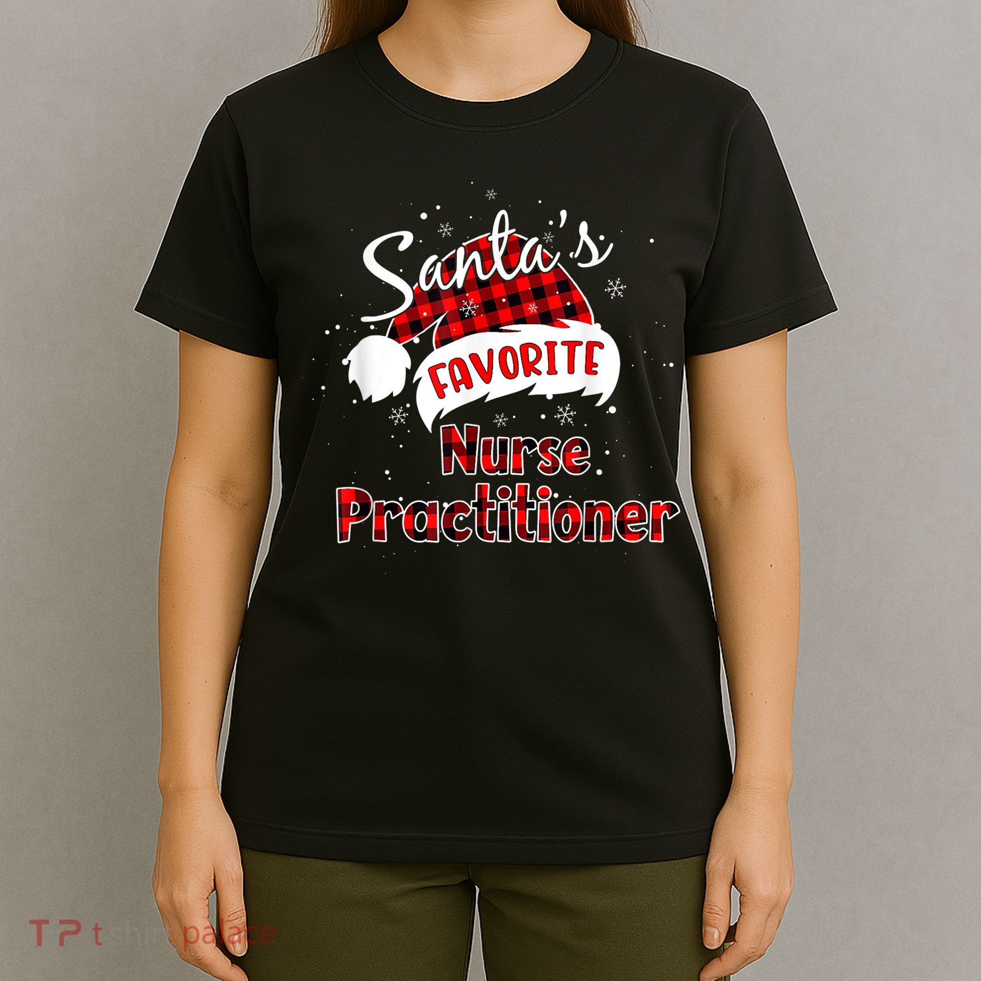 Funny Santa's Favorite Nurse Practitioner Christmas Pajama T-Shirt