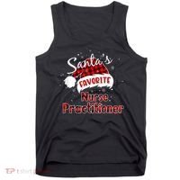 Funny Santa's Favorite Nurse Practitioner Christmas Pajama Tank Top thumb 0