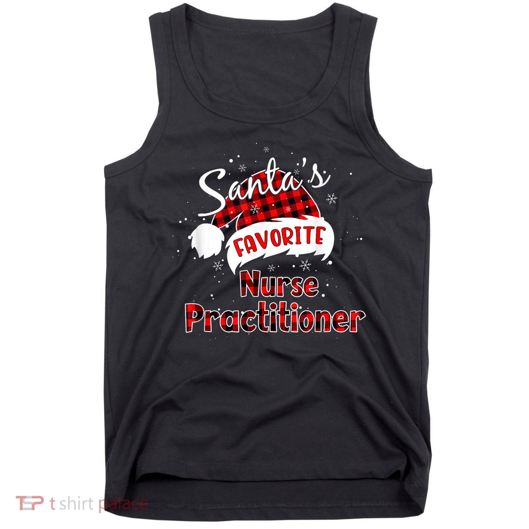 Funny Santa's Favorite Nurse Practitioner Christmas Pajama Tank Top