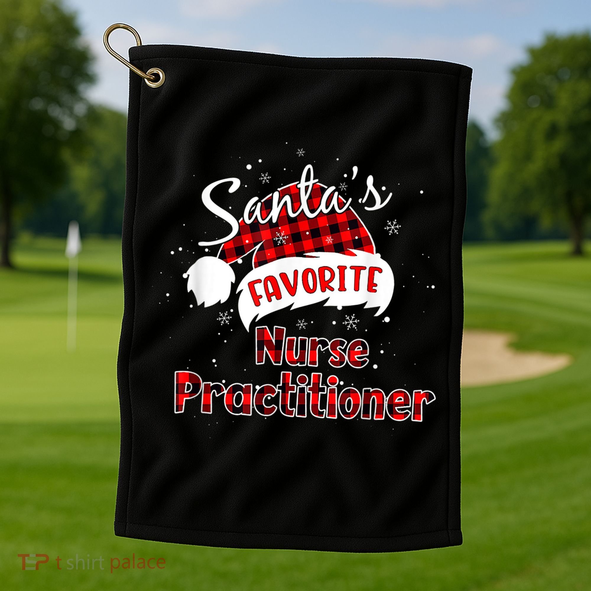 Funny Santa's Favorite Nurse Practitioner Christmas Pajama Golf Towel