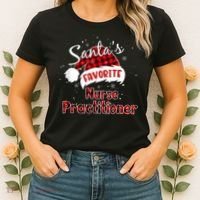Funny Santa's Favorite Nurse Practitioner Christmas Pajama Women's T-Shirt thumb 2